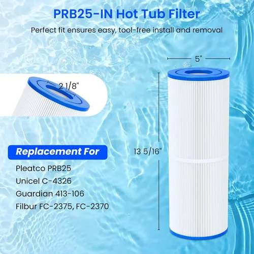 Vista 2 de Future Way PRB25-IN - Filtro de repuesto para bañera de hidromasaje Pleatco PRB25, Unicel C-4326, Guardian 413-106, Filbur FC-2375/FC-2370, filtro