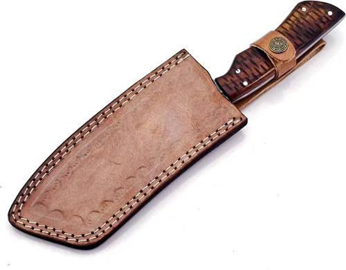 Vista 9 de CP-500 Cuchillo de acero de Damasco hecho a mano de 12.00 pulgadas de acero de Damasco - Hermoso mango de madera de rosa.