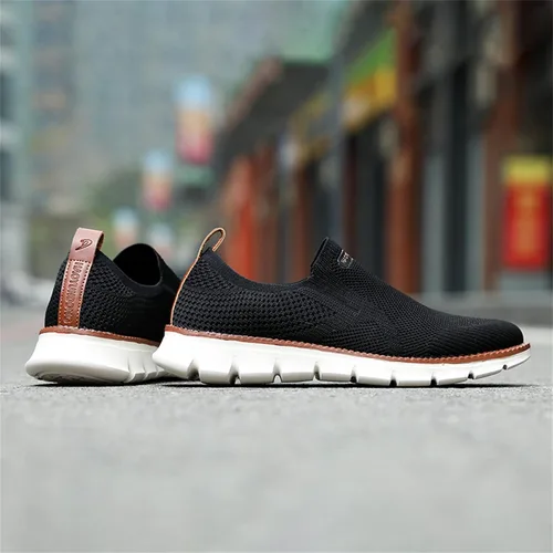 Vista 3 de Zapatos deportivos casuales para hombre, cómodos, de punto, de malla, ligeros, transpirables, formales, Oxford, para negocios