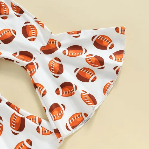 Vista 6 de Conjunto de camiseta de manga corta con estampado de vaca, pantalones acampanados y diadema para bebé