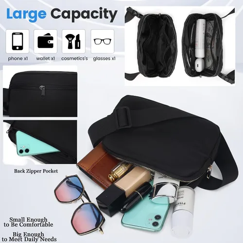 Vista 3 de Riñonera unisex a la moda para mujer, con correa ajustable, para correr, senderismo, ciclismo, viajes, Beige