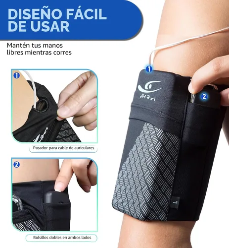 Vista 4 de HiRui Brazalete deportivo universal para teléfono celular, brazalete para correr para entrenamiento de ejercicio, compatible con iPhone Negro
