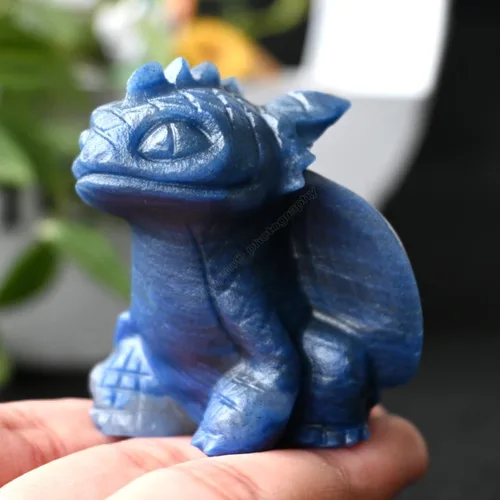 Vista 2 de Estatua de cráneo sin dientes de 2" de cristales curativos y piedras Reiki, escultura de animal tallada a mano, figuritas de dragón volador