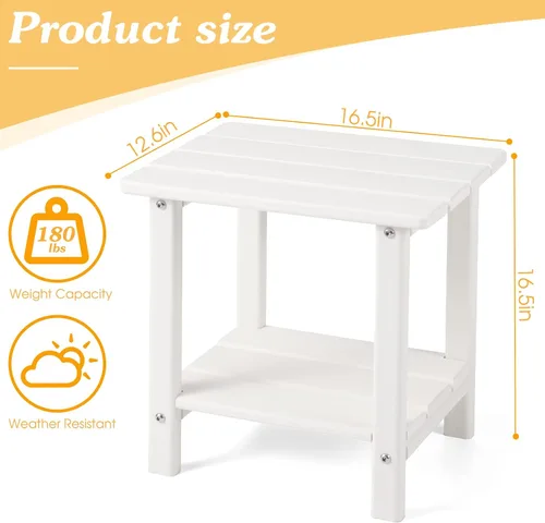 Vista 3 de Apolimi Adirondack - Mesa auxiliar para exteriores, mesa auxiliar de patio resistente de 2 niveles, resistente a la intemperie, mesa auxiliar sólida