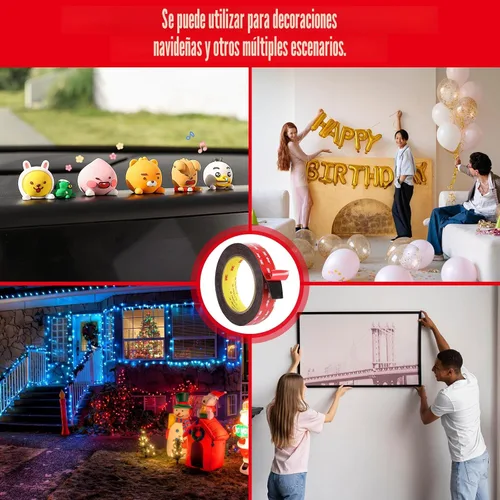 Vista 3 de Cinta de doble cara resistente, cinta de espuma de montaje impermeable, 16.5 pies de largo, 0.4 pulgadas de ancho, cinta adhesiva resistente a altas