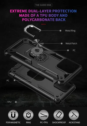 Vista 4 de Funda para Moto G Stylus 2023 5G en coche, soporte de anillo de metal, armadura anti caída completa, material de TPU + PC para Moto G Stylus 2023 5G