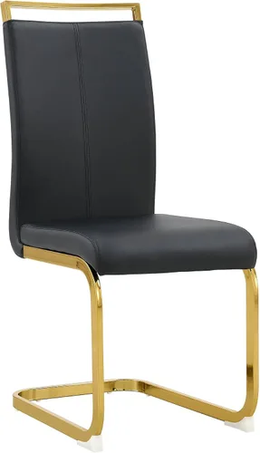 Vista 26 de Juego de 2 sillas de comedor, sillas de cocina, sillas sin brazos, sillas laterales de cuero y patas de metal con respaldo alto