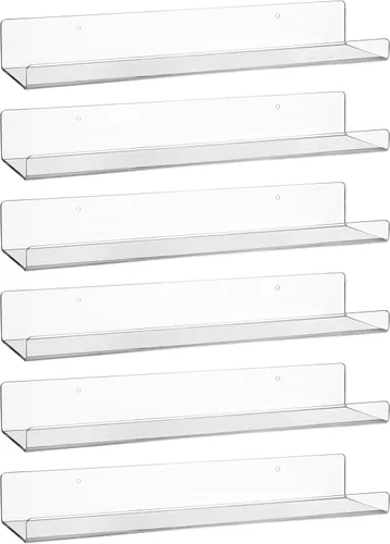 Vista 9 de AMEITECH Paquete de 4 estantes flotantes para pared, estantes acrílicos de 15 pulgadas para decoración de habitación, estante de libros para niños