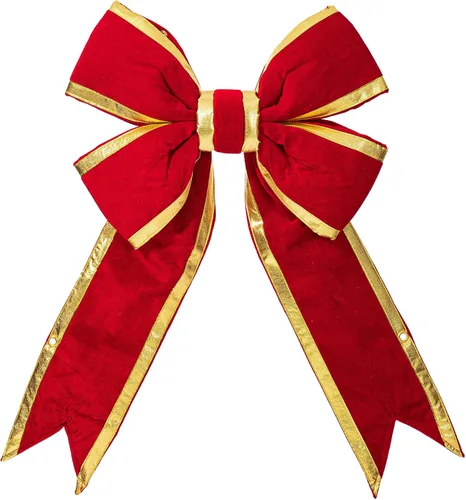 Vista 3 de Vickerman Lazo estructural de terciopelo rojo y dorado de 12 x 15 pulgadas para exteriores, lazo para interiores, lazo festivo, lazo grande
