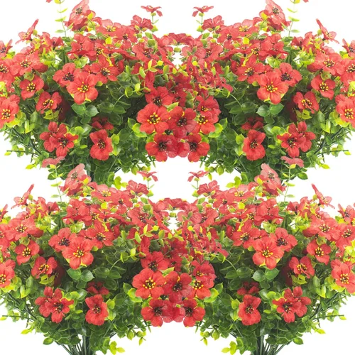 Vista 9 de Grunyia 10 paquetes de flores artificiales para exteriores, resistentes a los rayos UV, flores falsas que no se decoloran, plantas sintéticas