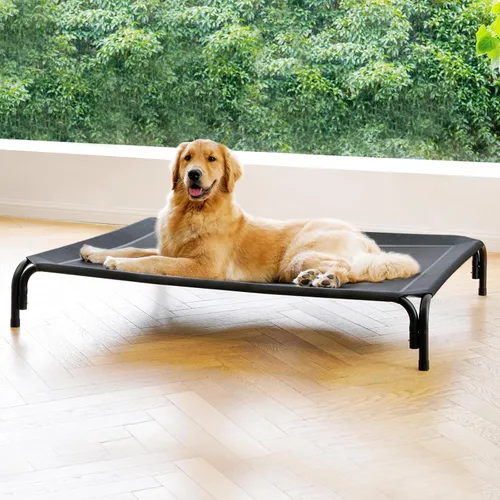 Vista 16 de Cama Elevada para Perros Catre Elevado para Perros al Aire Libre para Perros Medianos, la Instalación No Requiere Herramientas, Marco con Malla