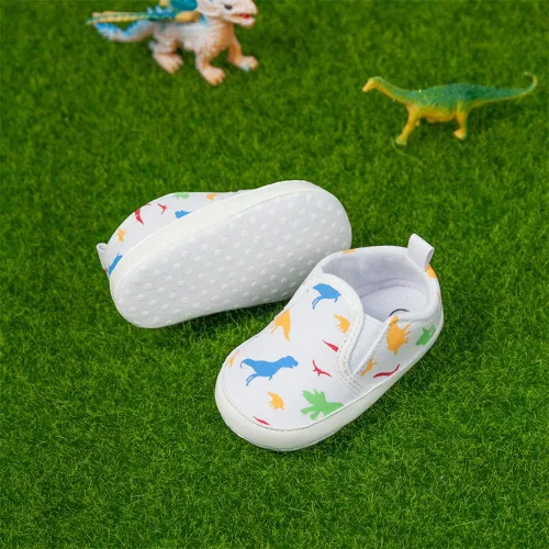 Vista 4 de Meckior - Zapatos para recién nacidos, tipo mocasines de lona con suela suave para recién nacidos, bebés, niños y niñas que estén dando sus primeros