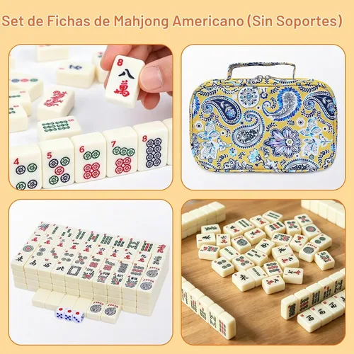 Vista 6 de Juego de azulejos American Mahjong - Completo con dados, papas fritas Crema