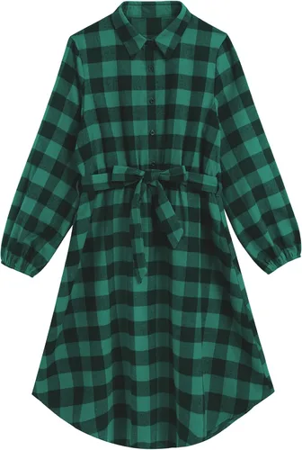 Vista 3 de AWIBMK Trajes familiares a juego para Navidad, color verde y rojo, a cuadros, vestidos para mamá e hija, otoño, invierno, Navidad, trajes familiares