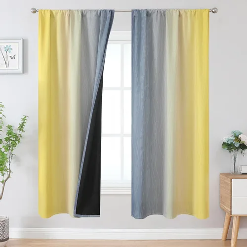 Vista 55 de Estelar Textiler Cortinas oscurecedoras beige y blanco grisáceo de 45 pulgadas de largo, cortinas graduadas con bloqueo de luz para baño, cortinas