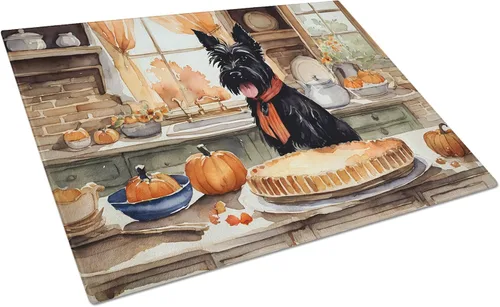 Vista 93 de Caroline's Treasures DAC1720LCB Affenpinscher - Tabla de cortar de vidrio con calabazas para cocina de otoño, grande, decorativa, de vidrio