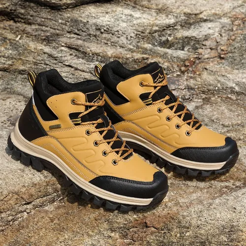 Vista 9 de AX BOXING Botas de nieve para hombre, botas de invierno con forro de piel, antideslizantes, cálidas, para senderismo, zapatos para exteriores