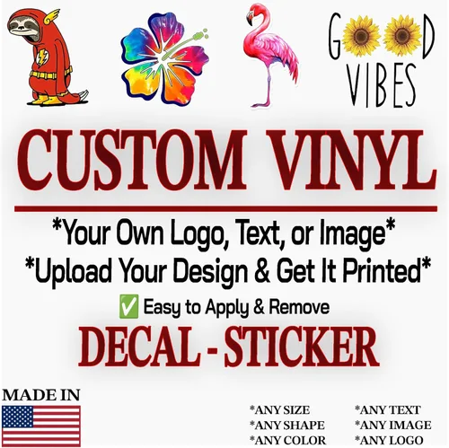 Vista 10 de Calcomanías de vinilo personalizadas, diseño personalizado de tu propio logotipo, texto, imagen, impermeable, resistente a los rayos UV, duraderas