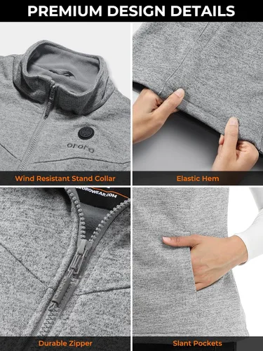 Vista 4 de ORORO Chaleco térmico para mujer con batería - Chaleco de forro polar eléctrico capa base