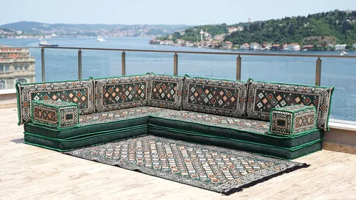 Vista 2 de arabicsofa Cojines modulares étnicos árabes para asientos Majlis - Sofá seccional de esquina para sala de estar