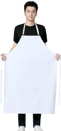 Vista 9 de Delantal unisex impermeable de goma y vinilo resistente a químicos para lavar platos, limpieza, carnicería, aseo de perros Negro