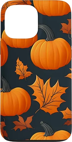 Vista 23 de iPhone 16 Pumpkins Black And Orange Plaid Fall Leaves Autumn Halloween Case
