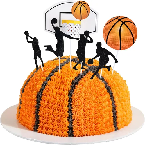 Vista 8 de Gyufise 24 piezas de baloncesto Oh Baby Cupcake Toppers Jugador de Baloncesto Escena Temática Púas de Fruta para Deportes Tema Babyshower Cumpleaños