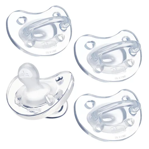 Vista 24 de Chicco Luxe Orthodontic Pacifier One-Piece Silicone, 0-6m, 2-Pack Rubor