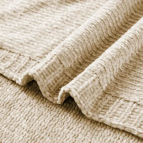 Vista 5 de Manta beige de felpilla suave para sofá, 51 x 67 pulgadas