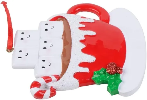Vista 6 de Adornos para árbol de Navidad 2024 – Adorno personalizado de la familia de 5 cacaos de malvaviscos – Regalo de recuerdo de vacaciones – Taza