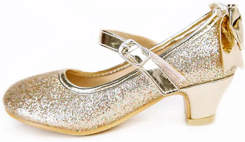 Vista 4 de Zapatos de vestir para niñas, zapatos de princesa de tacón bajo, zapatos planos Mary Jane para fiestas de bodas y niños pequeños