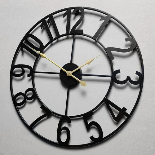 Vista 6 de Reloj de pared grande para exteriores, silencioso sin tictac, funciona con pilas, reloj de pared de metal moderno negro para patio, porche, área