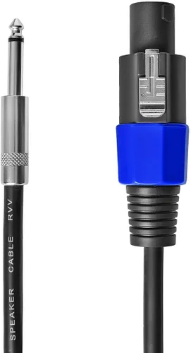 Vista 3 de 2 cables Speakon de 3 pies a TS de 1/4 pulgadas, 12 AWG Twist Lock Pro cable de altavoz de audio