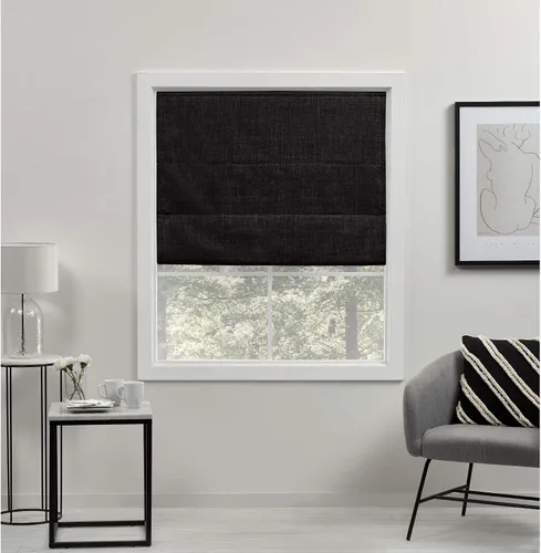 Vista 11 de Exclusive Home - Persiana Acadia 100% blackout de poliéster estilo romana, 23"x64", plata