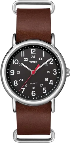 Vista 12 de Timex Weekender 38mm Unisex Analog Watch INDIGLO Backlight Adjustable Durable Nylon Fabric Slip Through Strap 24 Hour Time