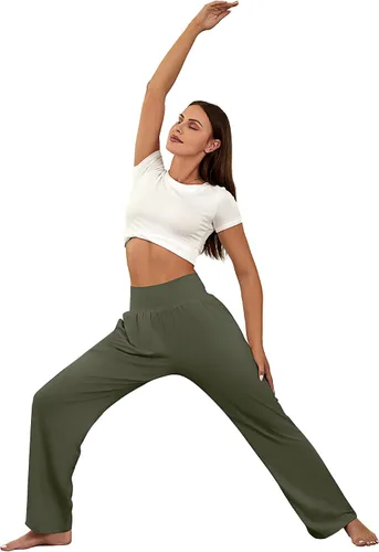 Vista 6 de Neer 3 piezas de pantalones de yoga de pierna ancha para mujer, cómodos, holgados, de cintura alta, pantalones deportivos casuales