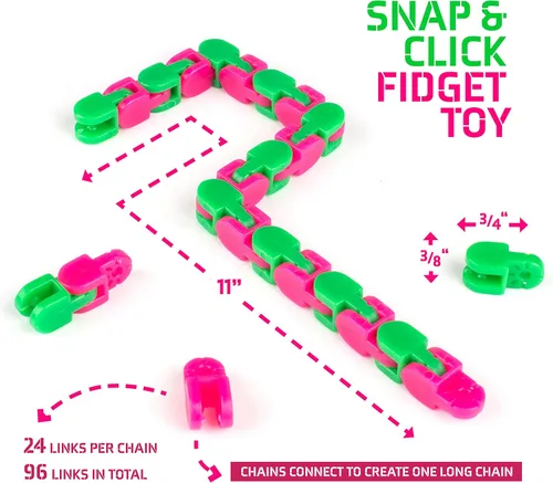 Vista 2 de Neliblu Wacky Tracks Snap and Click Fidget Toys para niños sensoriales – TDAH, autismo, terapia de alivio del estrés – Mantiene los dedos ocupados