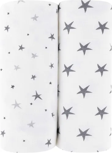 Vista 5 de Ely's & Co. Funda impermeable para cambiador, juego de 2 sábanas para bebé, 100% algodón, sábanas de algodón de punto jersey con forro impermeable