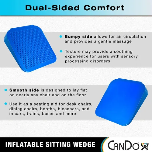 Vista 5 de CanDo Cojín Wobble de Cuña para Sentarse, Asiento Activo para Postura, Dolor de Espalda, Alivio del Estrés, Inquietud y Ansiedad - Tamaño Adulto