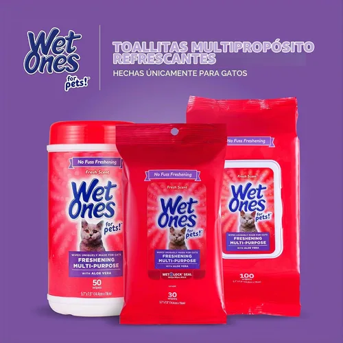 Vista 12 de Wet Ones Toallitas multiusos para refrescar mascotas para gatos, 100