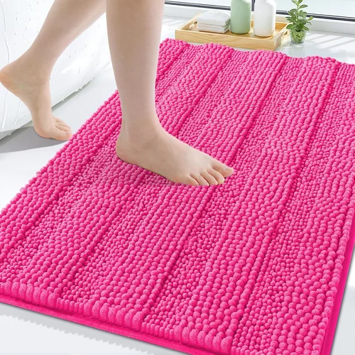 Vista 197 de Grandaily Alfombras de baño de felpilla a rayas de 24 x 16 pulgadas, extra gruesas y suaves, absorbentes, parte trasera de goma, alfombra de ducha