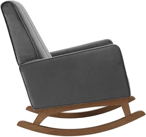 Vista 5 de Modway Sway Channel - Mecedora de terciopelo copetudo en color gris