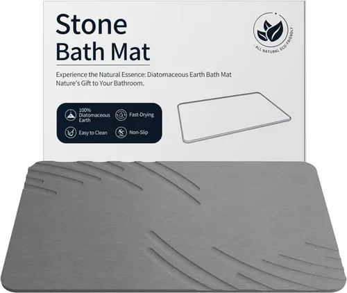 Vista 8 de ZIKIBL Stone Bath Mat Diatomaceous Earth Shower Mat Non-Slip Super Absorbent Diatomite Stone Mats for Bathroom Floor Quick-Drying Easy to Clean