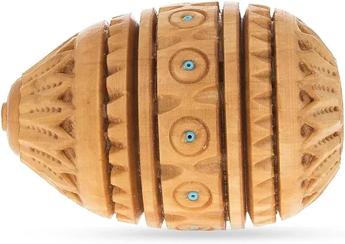 Vista 3 de BestPysanky Huevo de Pascua de madera ucraniana tallado a mano en un soporte