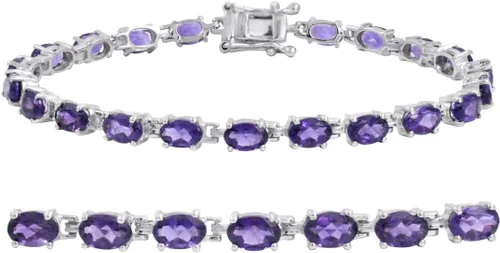 Vista 6 de Amanda Rose Collection Pulsera de tenis con piedras preciosas en plata de ley, elige entre amatista, topacio azul o peridoto Pulseras de regalo