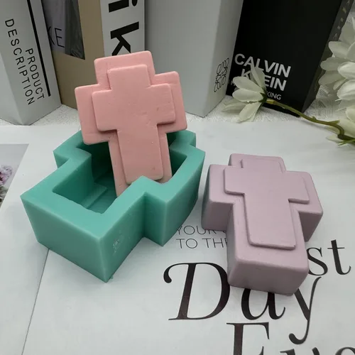 Vista 3 de GreatMold - Molde de jabón de silicona suave con diseño cruzado para hacer jabón hecho a mano, moldes de chocolate para tartas de grado alimenticio