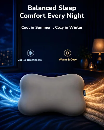 Vista 5 de Almohada cervical para dormir, almohadas de espuma viscoelástica Gris