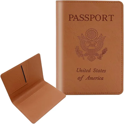 Vista 12 de Cnycmy - Funda para pasaporte para viajes, funda para pasaporte con RFID ABC-Rosa
