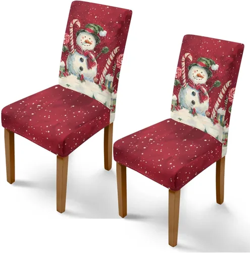 Vista 23 de Rnyleeg Fundas de silla de Navidad para sala de estar, diseño de muñeco de nieve azul, estampado de pájaros, fundas para sillas de comedor, 1