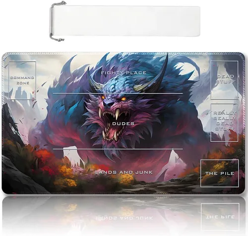 Vista 60 de Tapete de juego MTG cosido de alta calidad con zonas y parte trasera de goma antideslizante, tapete de juego TCG para MTG y otros juegos de cartas